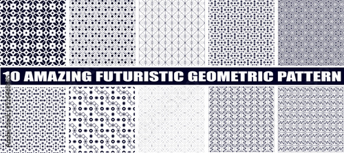 10 amazing futuristic geometric pattern. Ideal for printing wallpaper, on clothes, desktop screensaver. Designer latest images