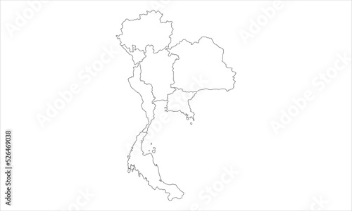 white background of Thailand map with line art design