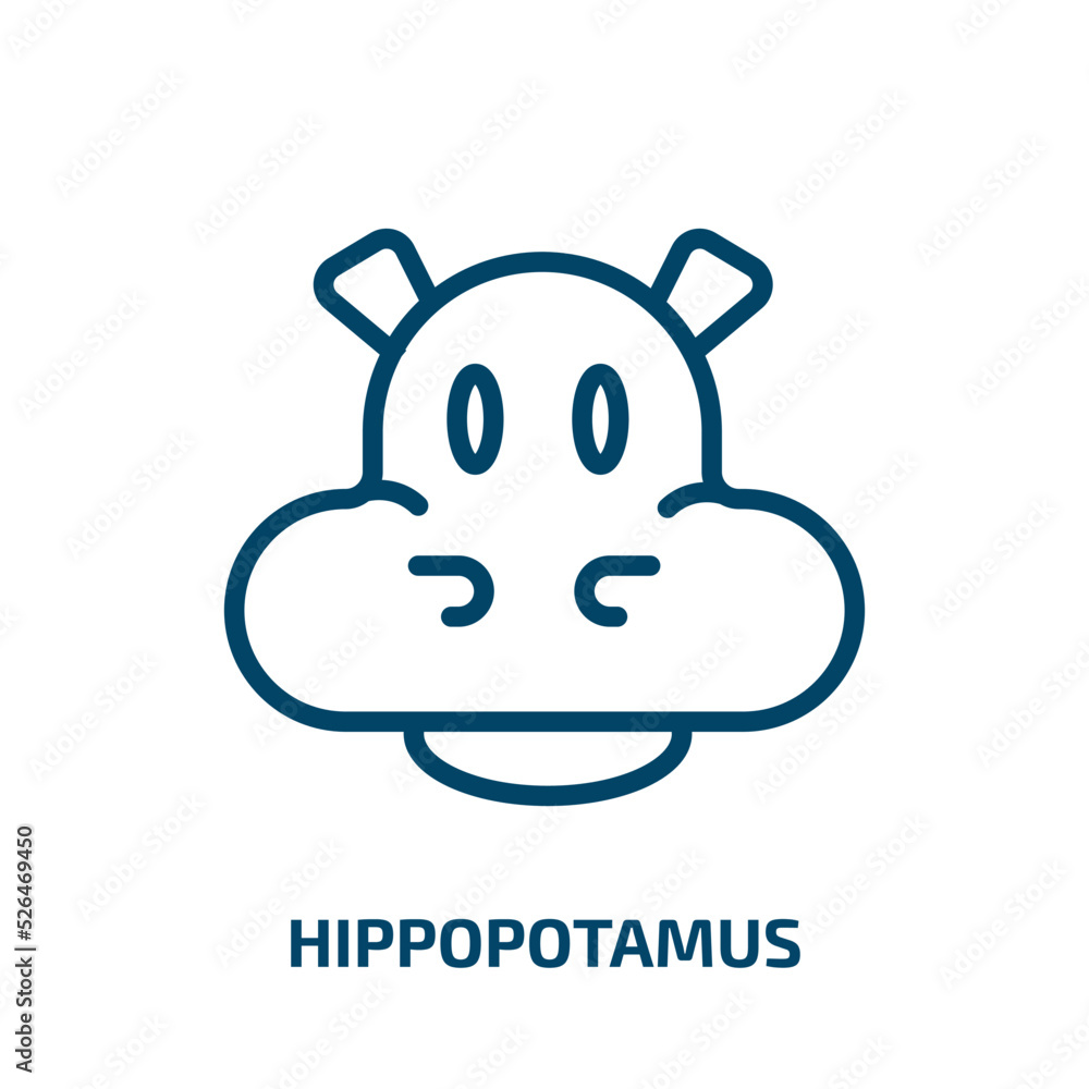 hippopotamus icon from animals collection. Thin linear hippopotamus, zoo, wild outline icon isolated on white background. Line vector hippopotamus sign, symbol for web and mobile hippopotamus icon from animals collection. Thin linear hippopotamus, zoo, wild outline icon isolated on white background. Line vector hippopotamus sign, symbol for web and mobile