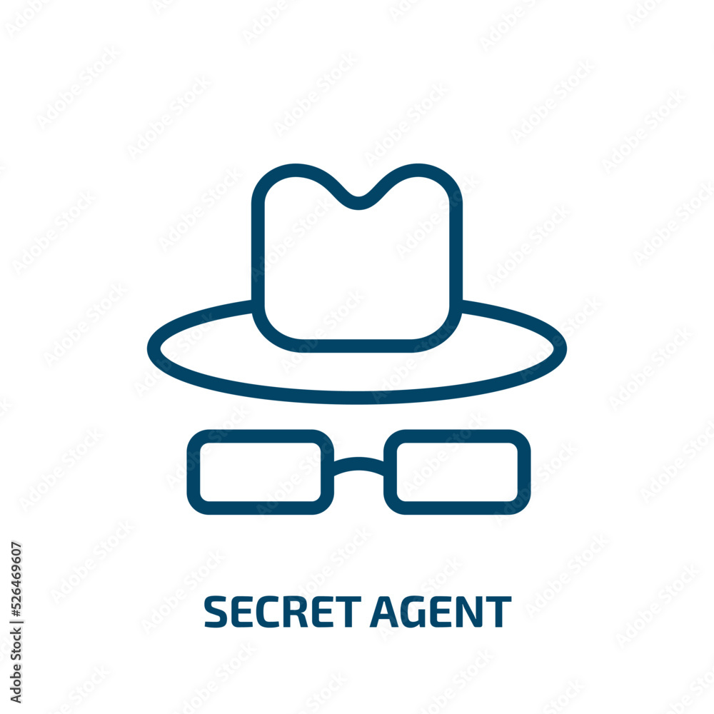secret agent icon from army and war collection. Thin linear secret agent, agent, spy outline icon isolated on white background. Line vector secret agent sign, symbol for web and mobile secret agent icon from army and war collection. Thin linear secret agent, agent, spy outline icon isolated on white background. Line vector secret agent sign, symbol for web and mobile