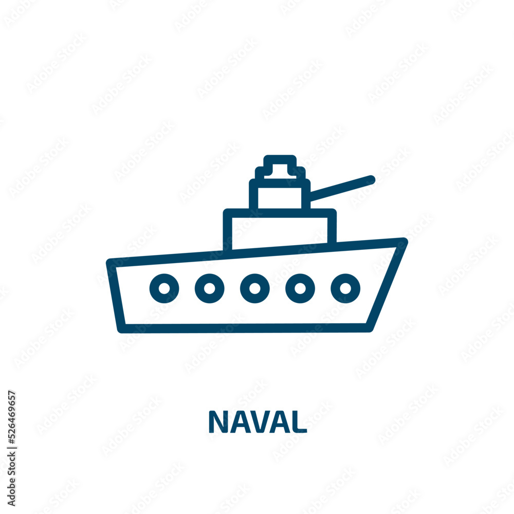 naval icon from army and war collection. Thin linear naval, sea, ocean outline icon isolated on white background. Line vector naval sign, symbol for web and mobile naval icon from army and war collection. Thin linear naval, sea, ocean outline icon isolated on white background. Line vector naval sign, symbol for web and mobile
