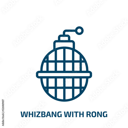 whizbang with rong icon from army and war collection. Thin linear whizbang with rong, army and war, assault outline icon isolated on white background. Line vector whizbang with rong sign, symbol for