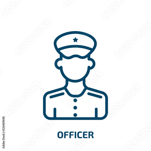 officer icon from army and war collection. Thin linear officer, office, man outline icon isolated on white background. Line vector officer sign, symbol for web and mobile