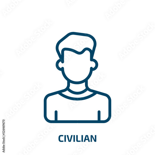 civilian icon from army and war collection. Thin linear civilian, military, war outline icon isolated on white background. Line vector civilian sign, symbol for web and mobile