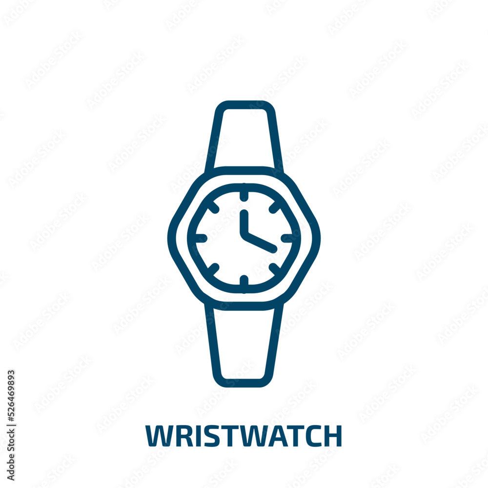 wristwatch icon from artificial intellegence and future technology collection. Thin linear wristwatch, clock, timer outline icon isolated on white background. Line vector wristwatch sign, symbol for wristwatch icon from artificial intellegence and future technology collection. Thin linear wristwatch, clock, timer outline icon isolated on white background. Line vector wristwatch sign, symbol for