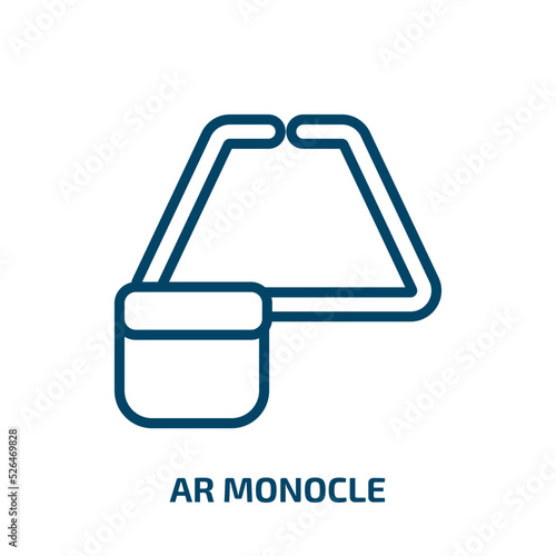 ar monocle icon from artificial intellegence and future technology collection. Thin linear ar monocle, ar camera, ai grid outline icon isolated on white background. Line vector ar monocle sign, symbol