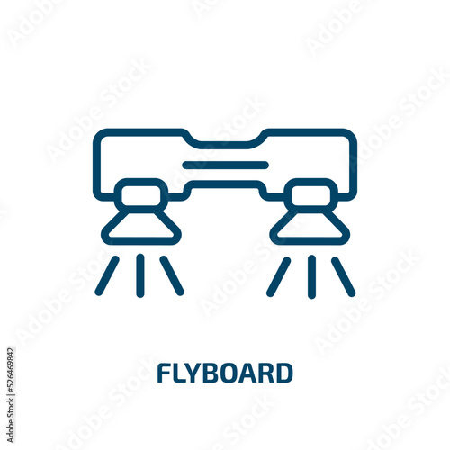flyboard icon from artificial intellegence and future technology collection. Thin linear flyboard, summer, swimming outline icon isolated on white background. Line vector flyboard sign, symbol for web