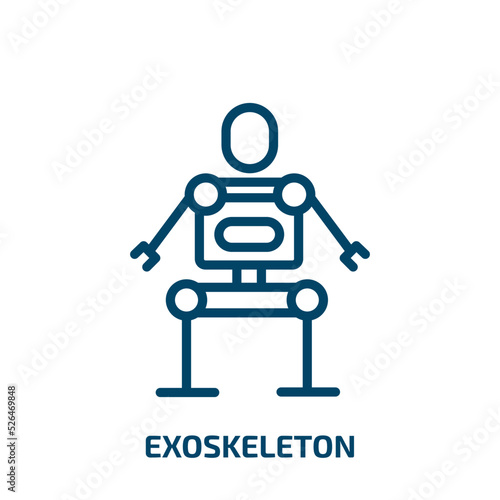 exoskeleton icon from artificial intellegence and future technology collection. Thin linear exoskeleton, cartoon, technology outline icon isolated on white background. Line vector exoskeleton sign,