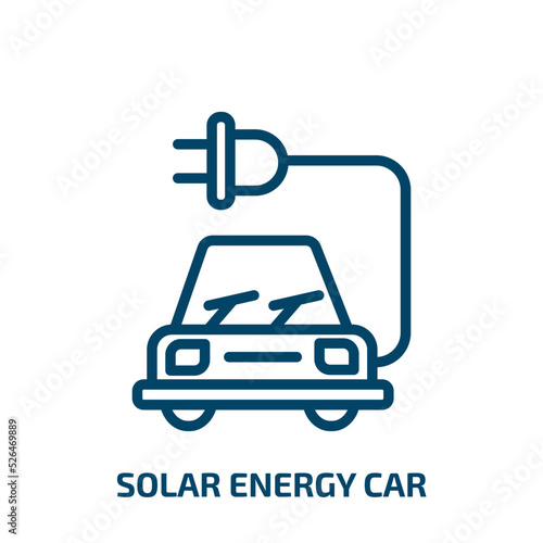 solar energy car icon from artificial intellegence and future technology collection. Thin linear solar energy car, power, solar outline icon isolated on white background. Line vector solar energy car
