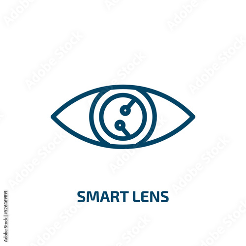 smart lens icon from artificial intellegence and future technology collection. Thin linear smart lens, smart, technology outline icon isolated on white background. Line vector smart lens sign, symbol