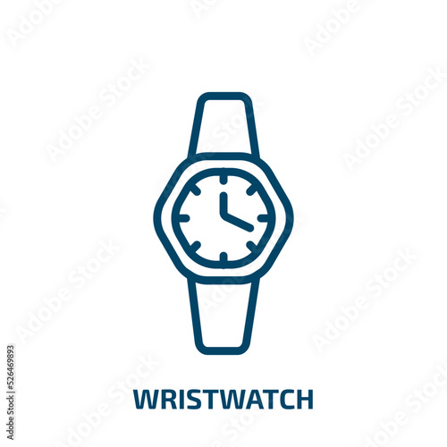 wristwatch icon from artificial intellegence and future technology collection. Thin linear wristwatch, clock, timer outline icon isolated on white background. Line vector wristwatch sign, symbol for