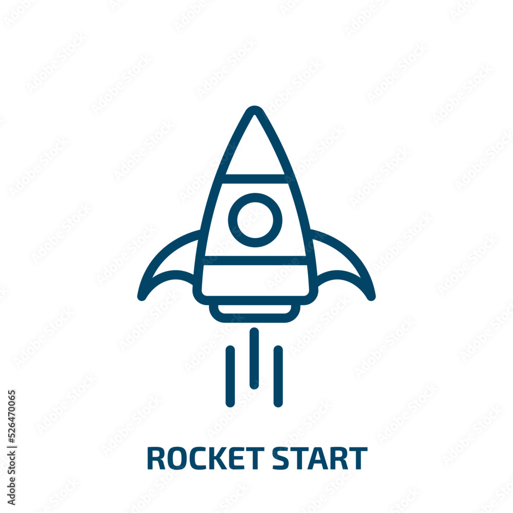 rocket start icon from astronomy collection. Thin linear rocket start, rocket, idea outline icon isolated on white background. Line vector rocket start sign, symbol for web and mobile