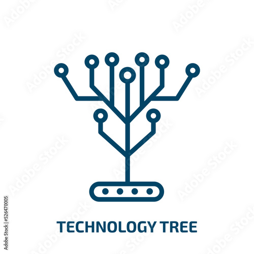 technology tree icon from artificial intellegence and future technology collection. Thin linear technology tree, tree, technology outline icon isolated on white background. Line vector technology tree