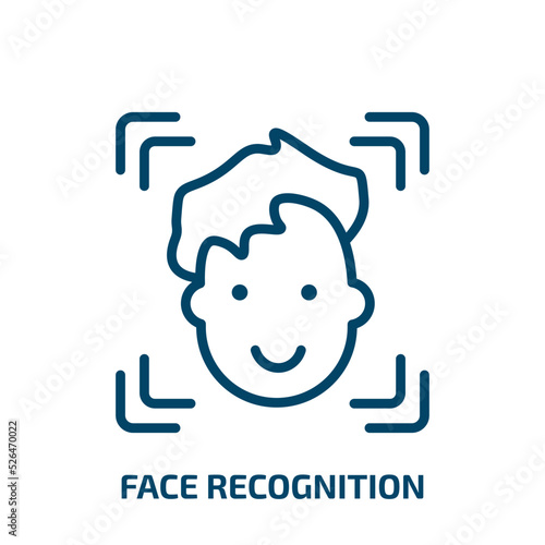 face recognition icon from artificial intellegence and future technology collection. Thin linear face recognition, recognition, access outline icon isolated on white background. Line vector face