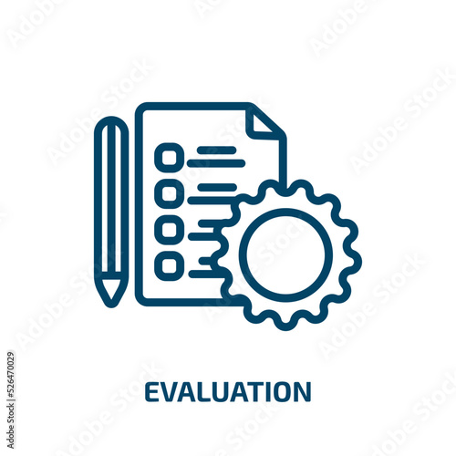 evaluation icon from artificial intellegence and future technology collection. Thin linear evaluation, business, research outline icon isolated on white background. Line vector evaluation sign, symbol