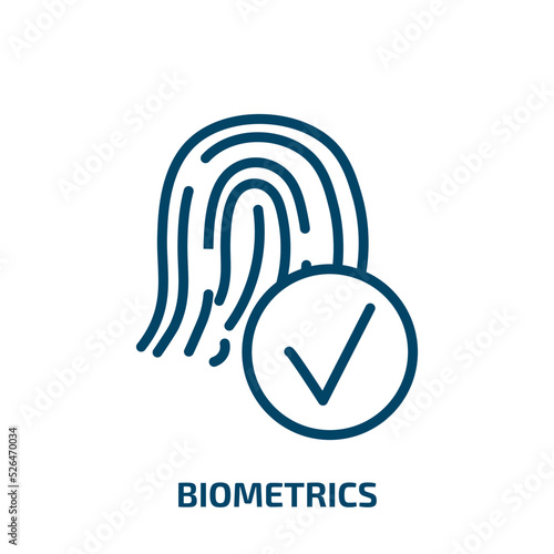 biometrics icon from artificial intellegence and future technology collection. Thin linear biometrics, access, scan outline icon isolated on white background. Line vector biometrics sign, symbol for