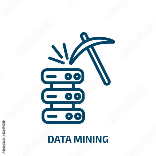 data mining icon from artificial intellegence and future technology collection. Thin linear data mining, technology, internet outline icon isolated on white background. Line vector data mining sign,