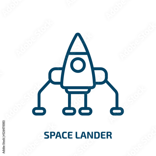space lander icon from astronomy collection. Thin linear space lander, rocket, lander outline icon isolated on white background. Line vector space lander sign, symbol for web and mobile