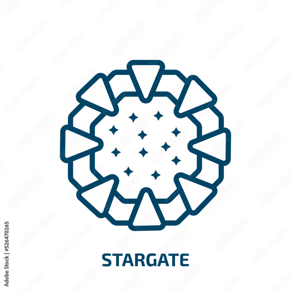 stargate icon from astronomy collection. Thin linear stargate, technology, tech outline icon isolated on white background. Line vector stargate sign, symbol for web and mobile