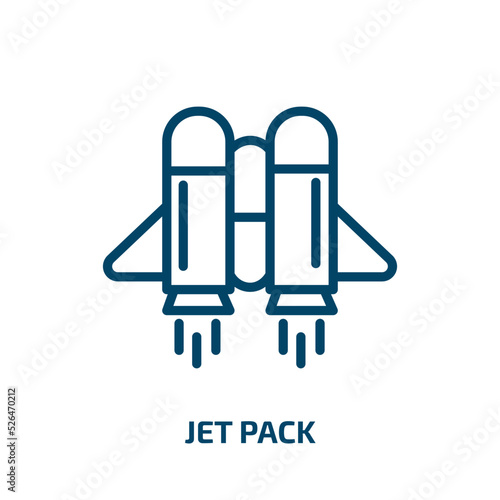 jet pack icon from astronomy collection. Thin linear jet pack, jet, air outline icon isolated on white background. Line vector jet pack sign, symbol for web and mobile