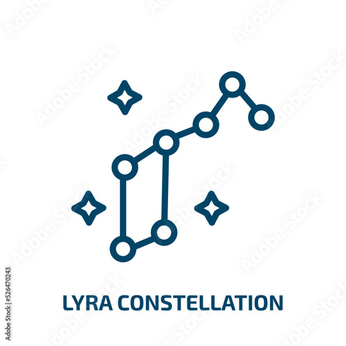 lyra constellation icon from astronomy collection. Thin linear lyra constellation, constellation, astronomical outline icon isolated on white background. Line vector lyra constellation sign, symbol photo