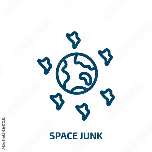 space junk icon from astronomy collection. Thin linear space junk, junk, business outline icon isolated on white background. Line vector space junk sign, symbol for web and mobile