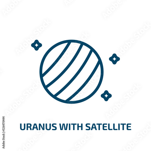 uranus with satellite icon from astronomy collection. Thin linear uranus with satellite, saturn, space outline icon isolated on white background. Line vector uranus with satellite sign, symbol for web