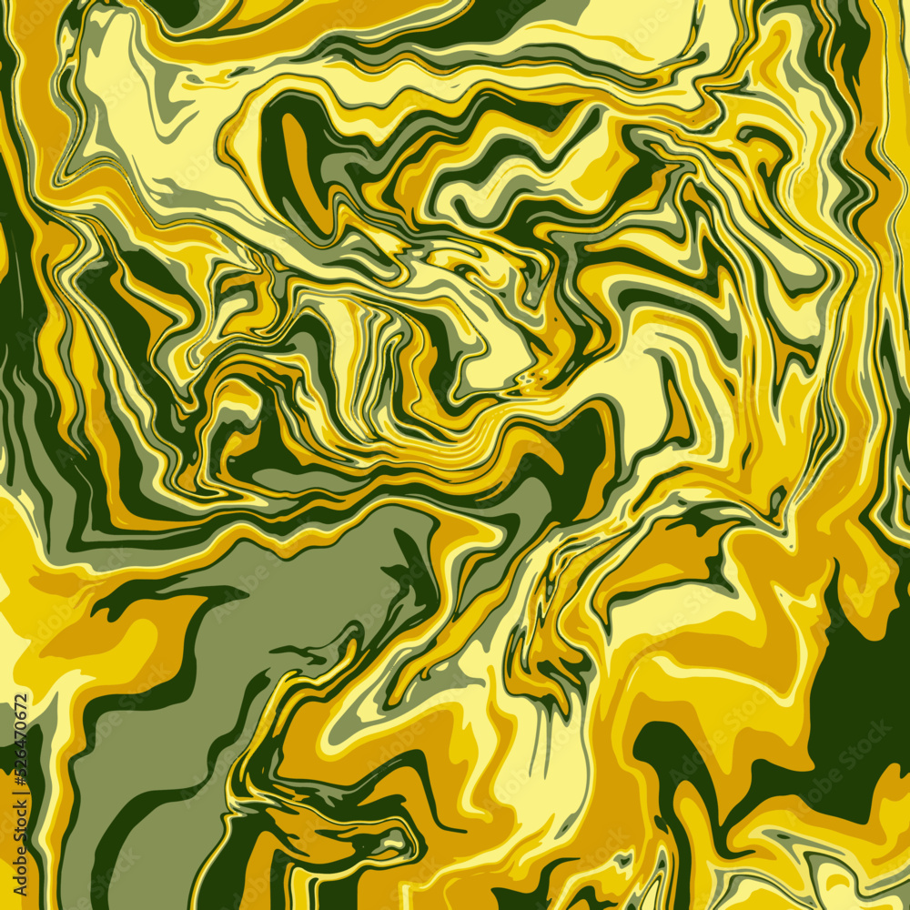 Fluid art texture. Abstract background with swirling paint effect. Liquid acrylic picture that flows and splashes. Mixed paints for interior poster. yellow and green iridescent colors. Fluid art texture. Abstract background with swirling paint effect. Liquid acrylic picture that flows and splashes. Mixed paints for interior poster. yellow and green iridescent colors.