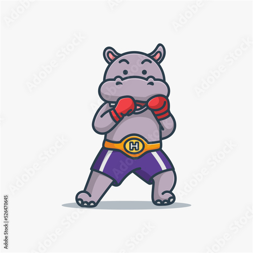 cute hippo character mascot