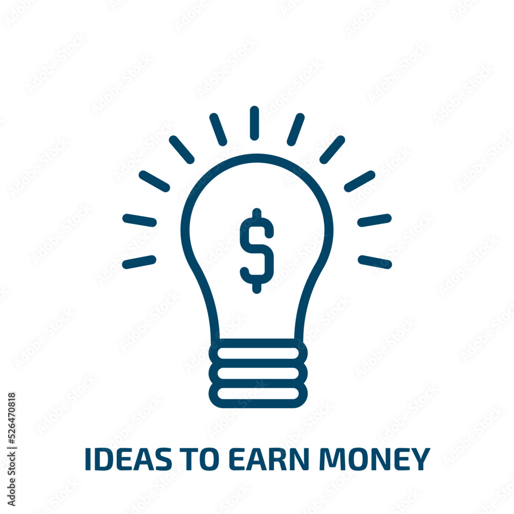 ideas to earn money icon from business collection. Thin linear ideas to earn money, money, banking outline icon isolated on white background. Line vector ideas to earn money sign, symbol for web and ideas to earn money icon from business collection. Thin linear ideas to earn money, money, banking outline icon isolated on white background. Line vector ideas to earn money sign, symbol for web and