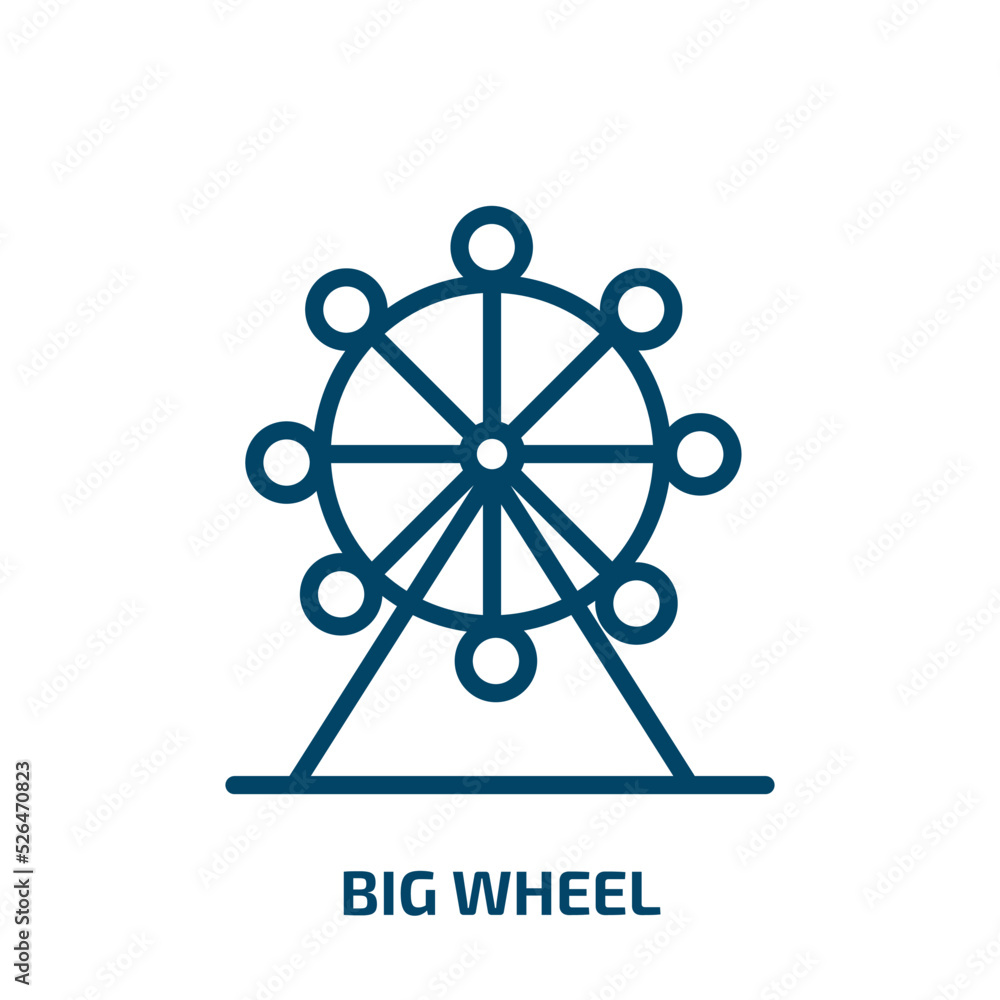 big wheel icon from business collection. Thin linear big wheel, wheel, car outline icon isolated on white background. Line vector big wheel sign, symbol for web and mobile big wheel icon from business collection. Thin linear big wheel, wheel, car outline icon isolated on white background. Line vector big wheel sign, symbol for web and mobile
