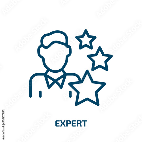 expert icon from business collection. Thin linear expert, business, service outline icon isolated on white background. Line vector expert sign, symbol for web and mobile