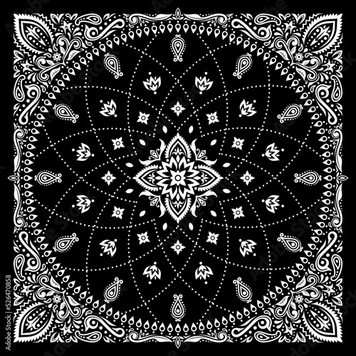 Simply Bandana decorated with white geometric ornament lines that can be applied to fabrics of various colors