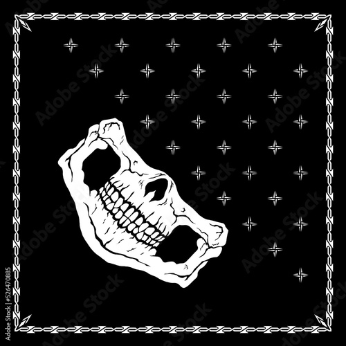 Simply Bandana decorated with white geometric ornament lines that can be applied to fabrics of various colors