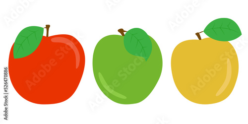 Red and Green Apple Set. Realistic 3d apples. Detailed 3d Illustration Isolated On White. Design Element For Web Or Print Packaging. Vector Illustration.