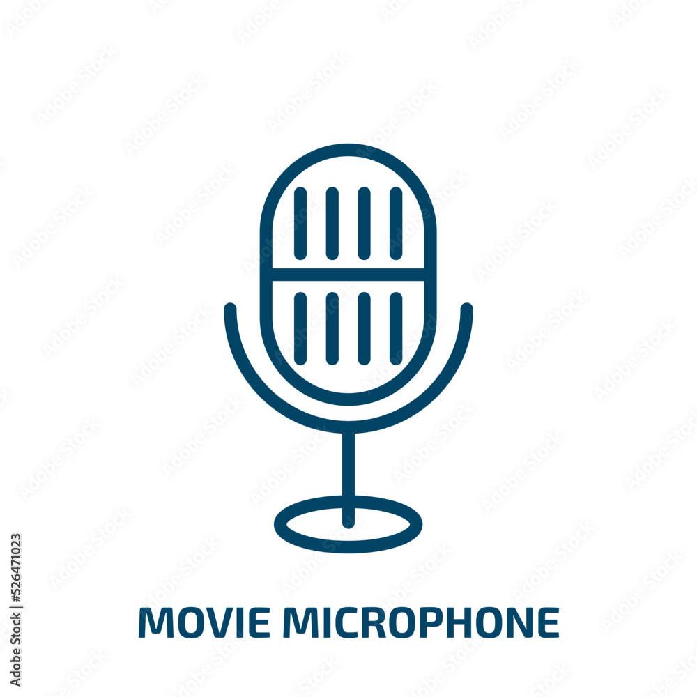 movie microphone icon from cinema collection. Thin linear movie microphone, movie, music outline icon isolated on white background. Line vector movie microphone sign, symbol for web and mobile movie microphone icon from cinema collection. Thin linear movie microphone, movie, music outline icon isolated on white background. Line vector movie microphone sign, symbol for web and mobile