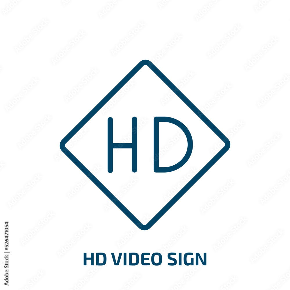 hd video sign icon from cinema collection. Thin linear hd video sign, video, hd outline icon isolated on white background. Line vector hd video sign sign, symbol for web and mobile hd video sign icon from cinema collection. Thin linear hd video sign, video, hd outline icon isolated on white background. Line vector hd video sign sign, symbol for web and mobile