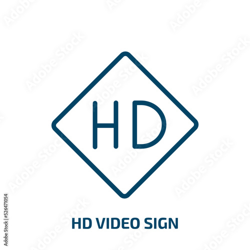 Free Download hd video sign icon from cinema collection. Thin linear hd video sign, video, hd outline icon isolated on white background. Line vector hd video sign sign, symbol for web and mobile - GFXLoad