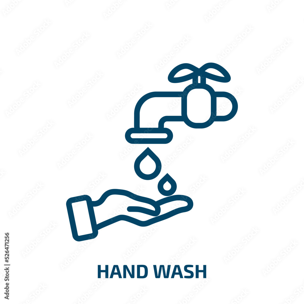 hand wash icon from cleaning collection. Thin linear hand wash, hygiene, clean outline icon isolated on white background. Line vector hand wash sign, symbol for web and mobile