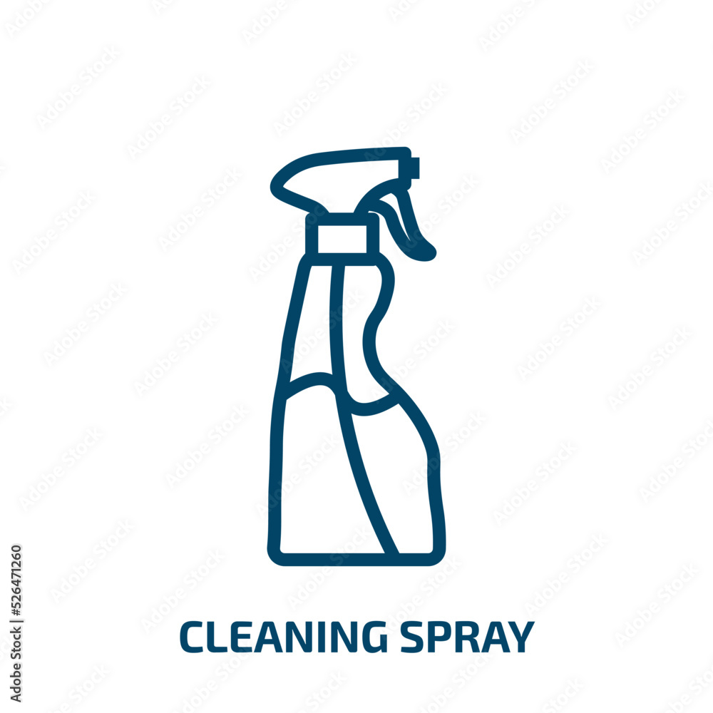cleaning spray icon from cleaning collection. Thin linear cleaning spray, bottle, domestic outline icon isolated on white background. Line vector cleaning spray sign, symbol for web and mobile cleaning spray icon from cleaning collection. Thin linear cleaning spray, bottle, domestic outline icon isolated on white background. Line vector cleaning spray sign, symbol for web and mobile