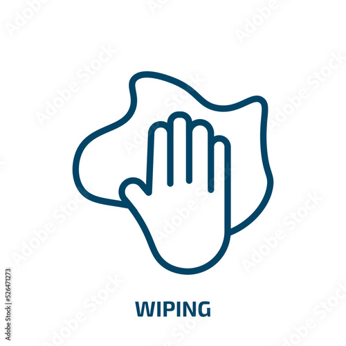 wiping icon from cleaning collection. Thin linear wiping, clean, wipe outline icon isolated on white background. Line vector wiping sign, symbol for web and mobile