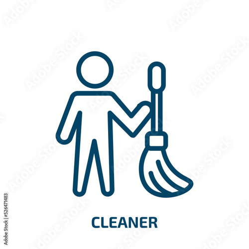 cleaner icon from cleaning collection. Thin linear cleaner, equipment, house outline icon isolated on white background. Line vector cleaner sign, symbol for web and mobile