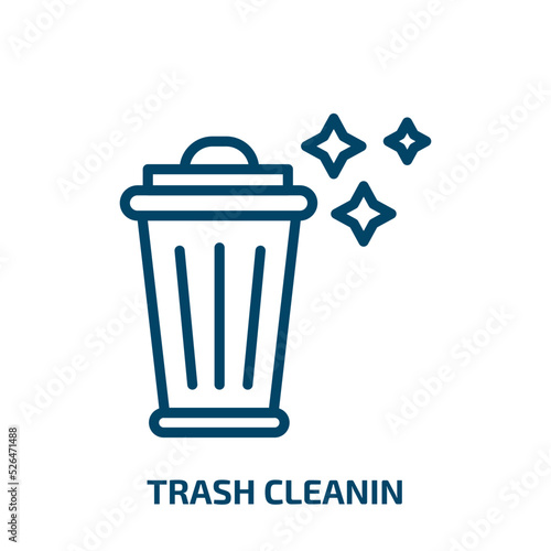 trash cleanin icon from cleaning collection. Thin linear trash cleanin, house, laundry outline icon isolated on white background. Line vector trash cleanin sign, symbol for web and mobile
