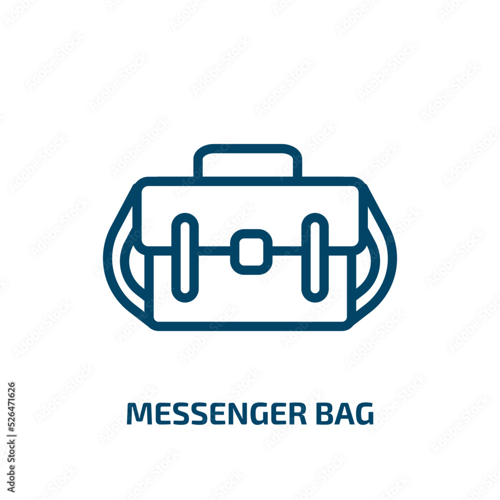 messenger bag icon from clothes collection. Thin linear messenger bag, messenger, purse outline icon isolated on white background. Line vector messenger bag sign, symbol for web and mobile messenger bag icon from clothes collection. Thin linear messenger bag, messenger, purse outline icon isolated on white background. Line vector messenger bag sign, symbol for web and mobile