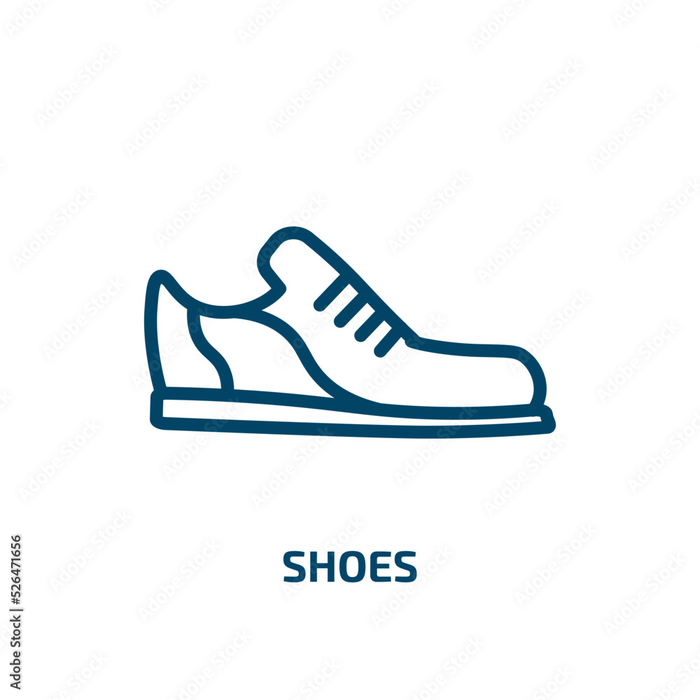 shoes icon from clothes collection. Thin linear shoes, sport, shoe outline icon isolated on white background. Line vector shoes sign, symbol for web and mobile shoes icon from clothes collection. Thin linear shoes, sport, shoe outline icon isolated on white background. Line vector shoes sign, symbol for web and mobile
