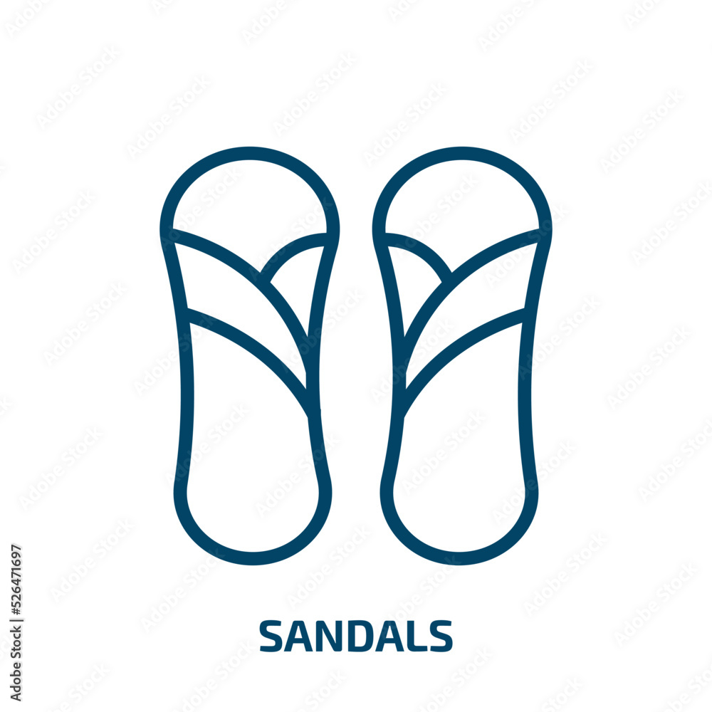 sandals icon from clothes collection. Thin linear sandals, sunglasses, palm outline icon isolated on white background. Line vector sandals sign, symbol for web and mobile sandals icon from clothes collection. Thin linear sandals, sunglasses, palm outline icon isolated on white background. Line vector sandals sign, symbol for web and mobile
