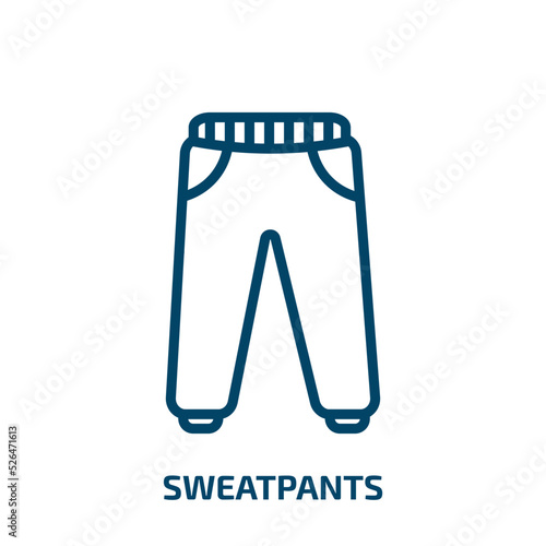 sweatpants icon from clothes collection. Thin linear sweatpants, pants, garment outline icon isolated on white background. Line vector sweatpants sign, symbol for web and mobile