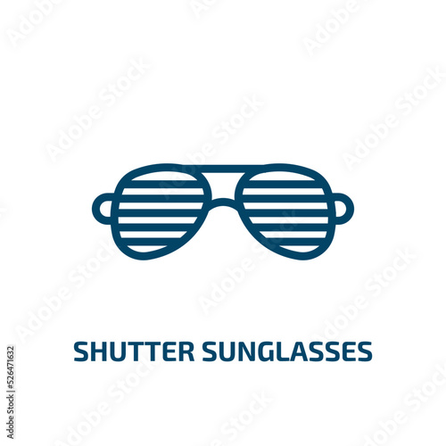 shutter sunglasses icon from clothes collection. Thin linear shutter sunglasses, sunglasses, shutter outline icon isolated on white background. Line vector shutter sunglasses sign, symbol for web and