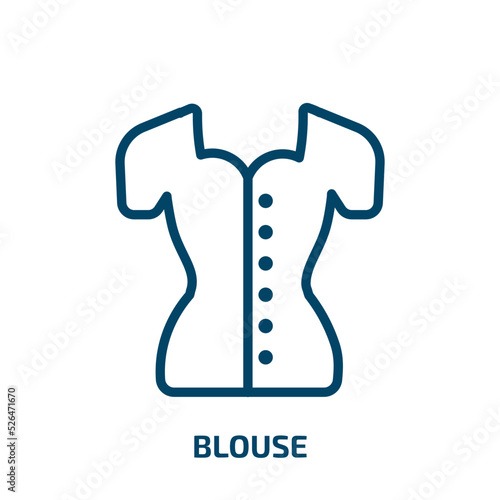 blouse icon from clothes collection. Thin linear blouse, clothing, shirt outline icon isolated on white background. Line vector blouse sign, symbol for web and mobile