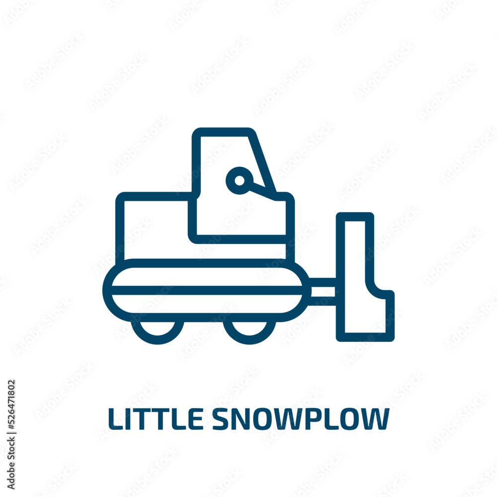 little snowplow icon from construction collection. Thin linear little snowplow, simple, road outline icon isolated on white background. Line vector little snowplow sign, symbol for web and mobile little snowplow icon from construction collection. Thin linear little snowplow, simple, road outline icon isolated on white background. Line vector little snowplow sign, symbol for web and mobile
